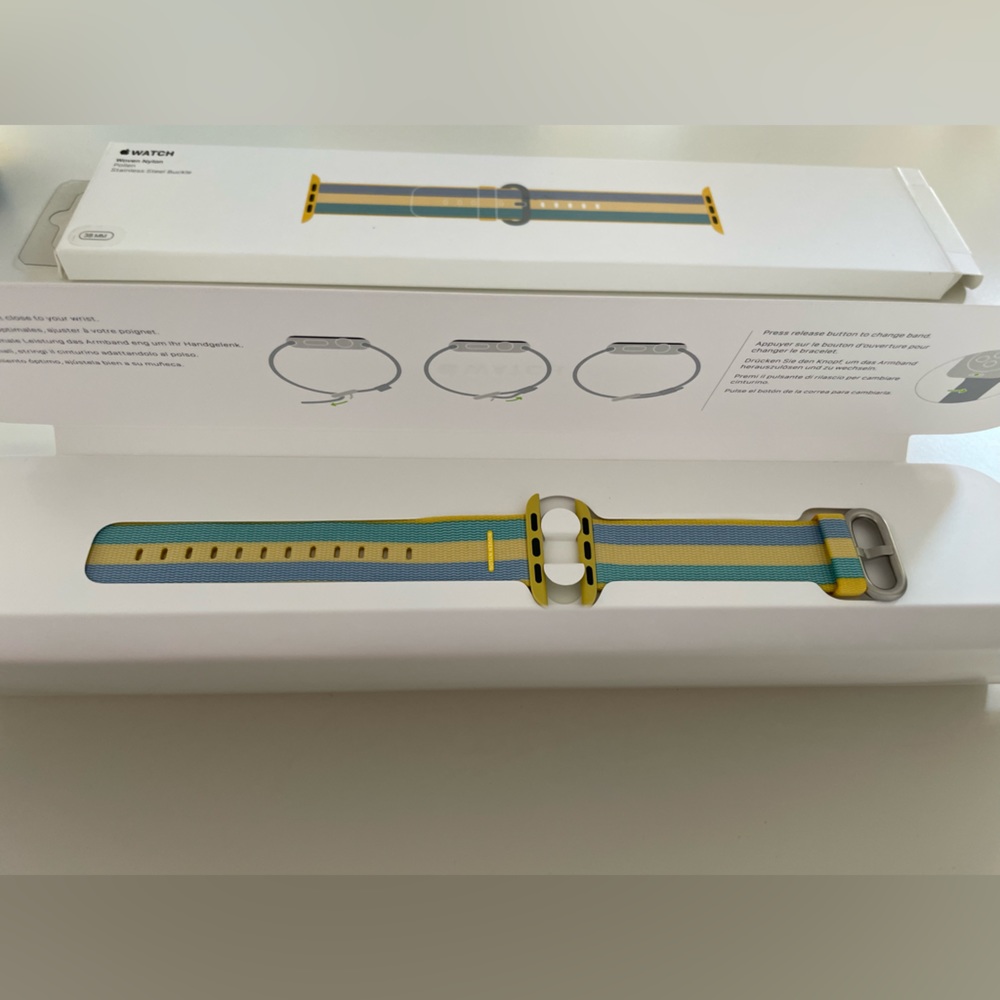NEW! 38mm Apple iWatch band - Woven Nylon in Pollen w/ Stainless Steel Buckle